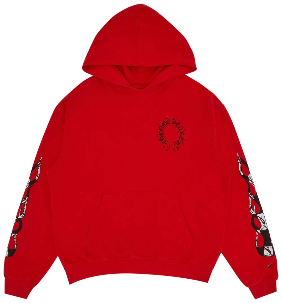 Rosso Chrome Hearts Felpa Con Cappuccio