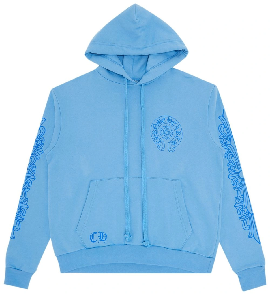 Blue Chrome Hearts Felpa Con Cappuccio