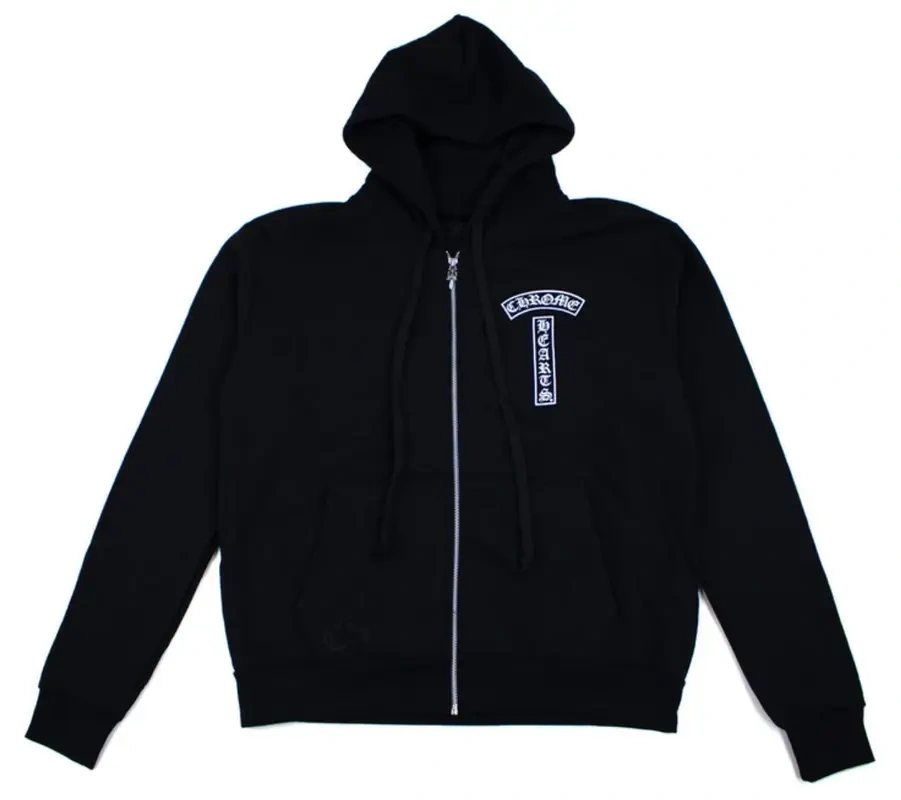 Chrome Hearts floreale logo zip-up felpa con cappuccio Nero size large