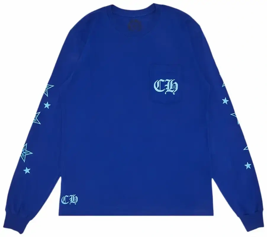 Blue Chrome Hearts Felpa Girocollo