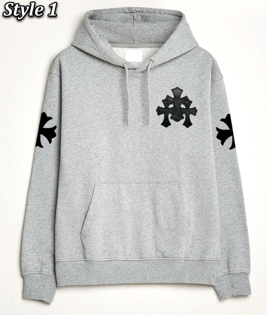 Grey Chrome Hearts Felpa Con Cappuccio