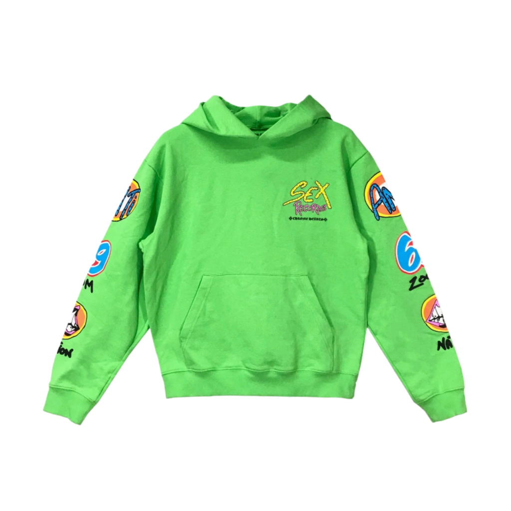 green chrome hearts felpa con cappuccio