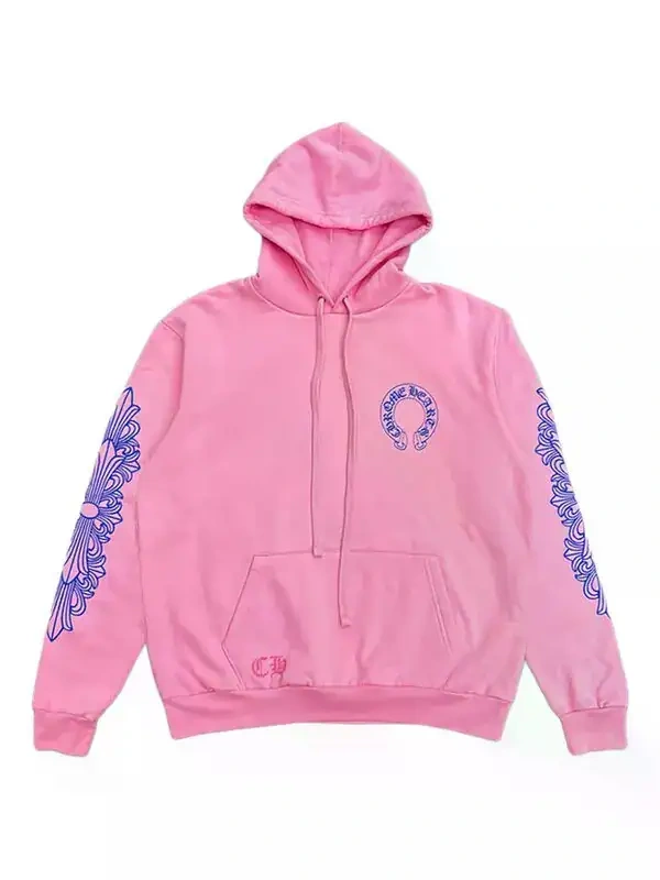 rosa chrome heart felpa con cappuccio