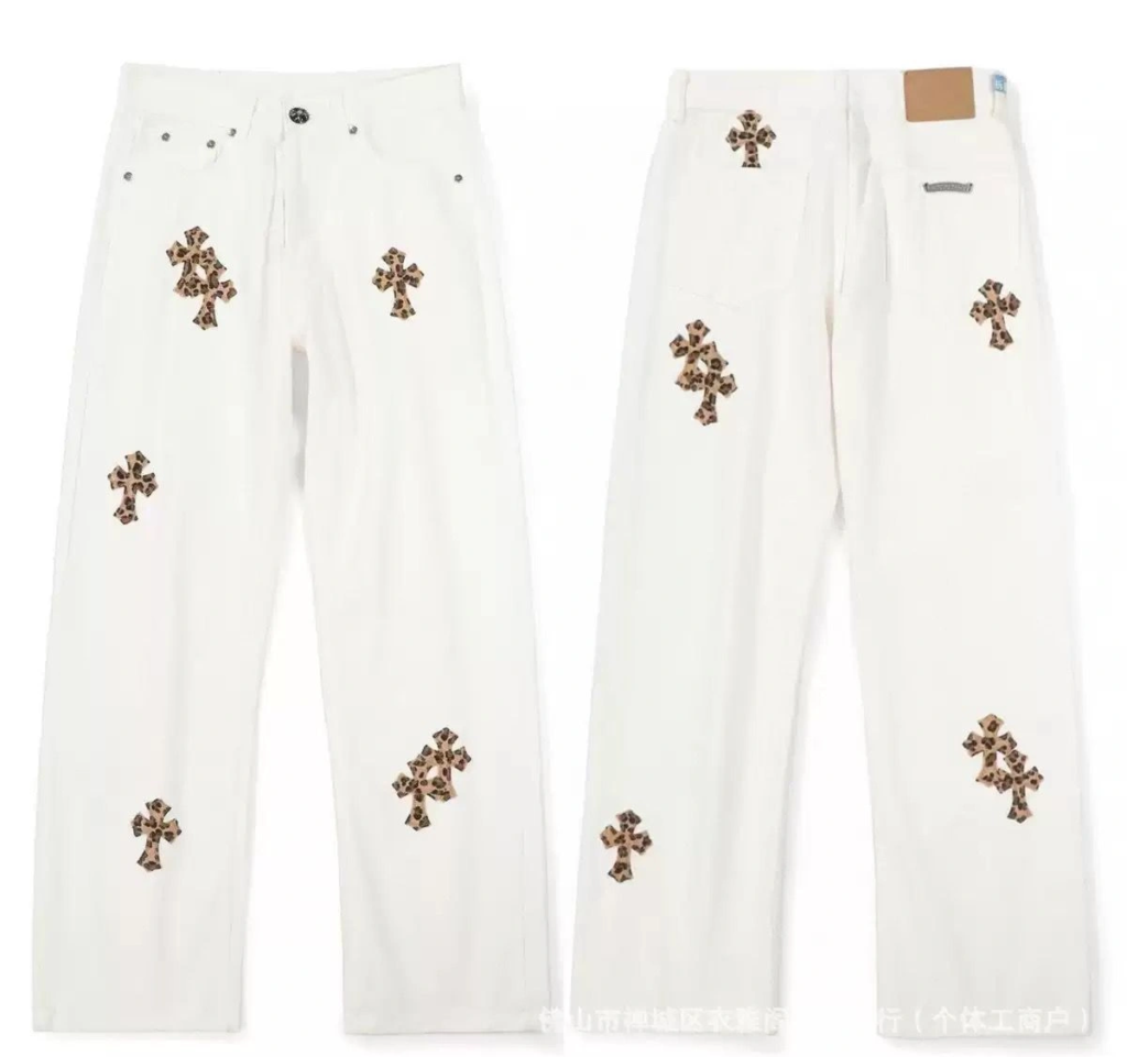 Chrome Hearts Levi’s 501 Leopard Croce Bianco Jeans